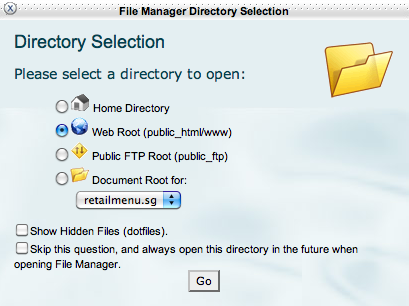 Pop menu to open directory